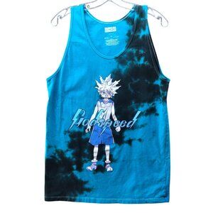 Hunter x Hunter Tank Top Mens M Blue Tie Dye Killua Godspeed Anime Cotton